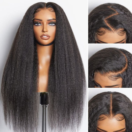 BQUEENS BYBY Wear Go Kinky Straight Glueless Wig 9x6 Pre Bleached Tiny Knots HD Lace Wig - BQueens