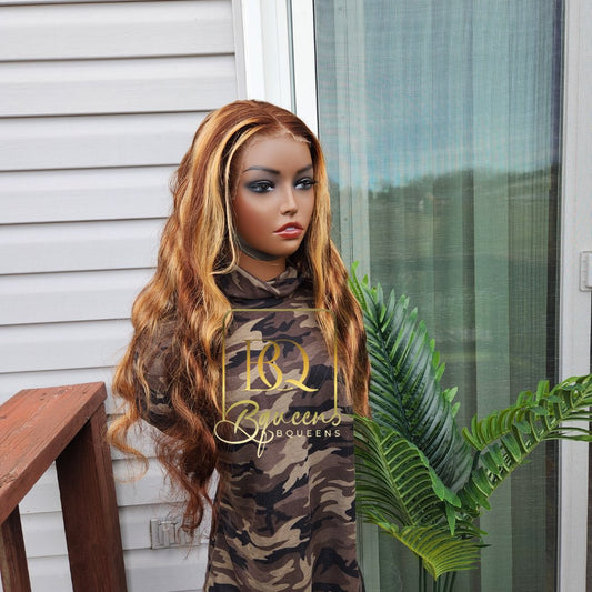 BQUEENS Diva 24 Inches 13"x4" Body Wavy Wear & Go Glueless #4/27 Lace Frontal Wig - 100% Human Hair - BQueens