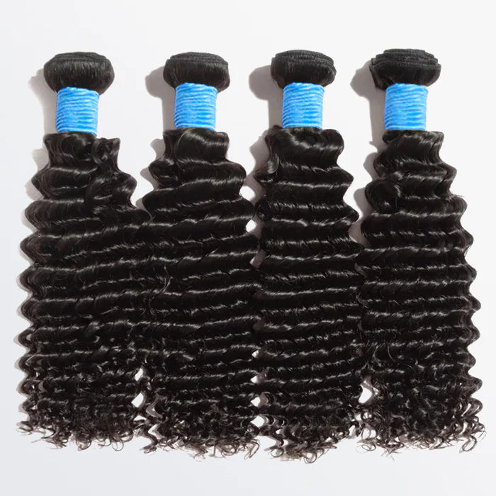 BQUEENS 10-30 Inch Deep Curly Virgin Hair #1B Natural Black